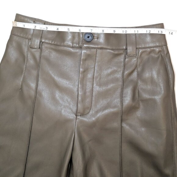 Zara | Taupe Francoise Straight Leg High-Waisted Faux Leather Trouser Pants | XS - Picture 10 of 16